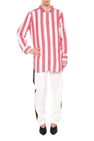 Marques' Almeida Striped Oversized Shirt In Rosso