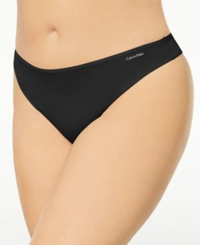 Calvin Klein Plus Size Form Stretch Thong Qd3709, First At Macy's In Black