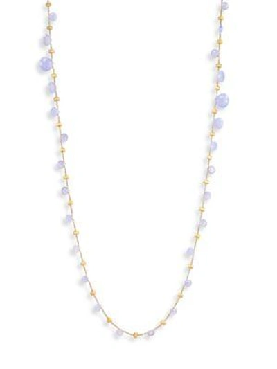 Marco Bicego Paradise Chalcedony & 18k Yellow Gold Graduated Long Necklace In Purple