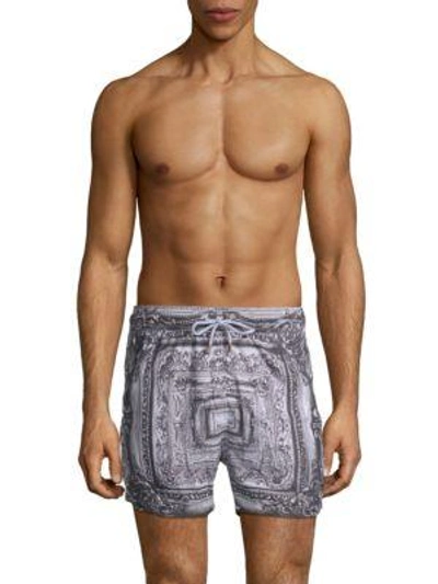 Retromarine Frames Pritn Swimshorts In Black Grey