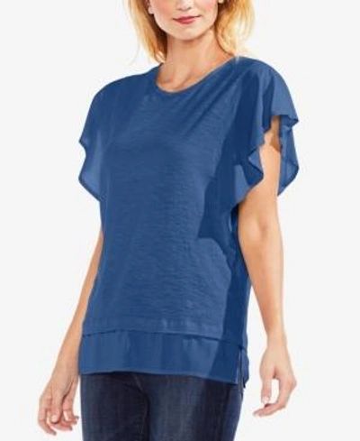Vince Camuto Contrast Flutter-sleeve Top In Amalfi
