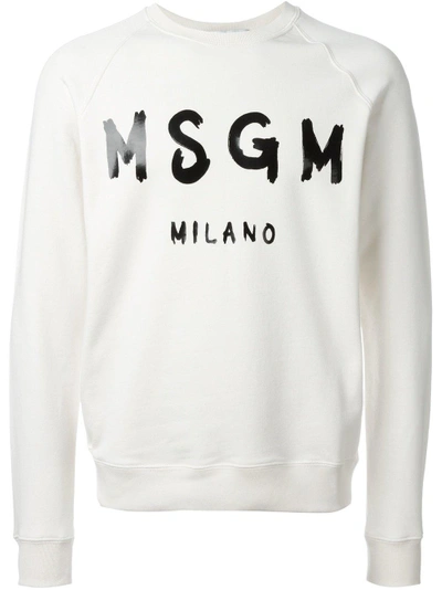 Msgm Logo Print Sweatshirt In Nude & Neutrals