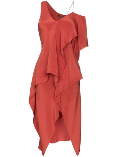 Kitx Diversity Spiral Draped Silk Dress In Red
