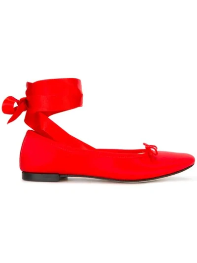 Repetto Ankle-wrap Ballerinas In Red