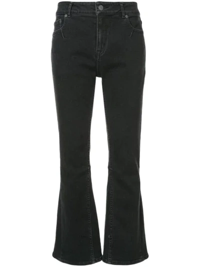 Julien David Cropped Flared Jeans In Black