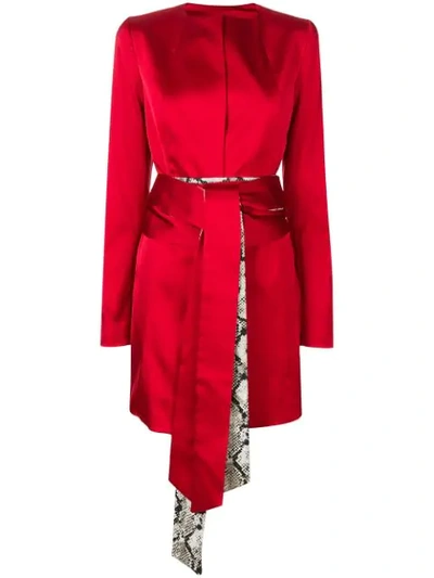 Rouge Margaux Tie Waist Fitted Jacket - Red