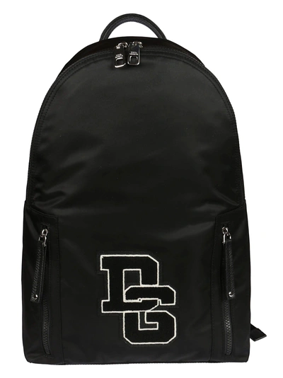 Dolce & Gabbana Logo Patch Backpack In Black