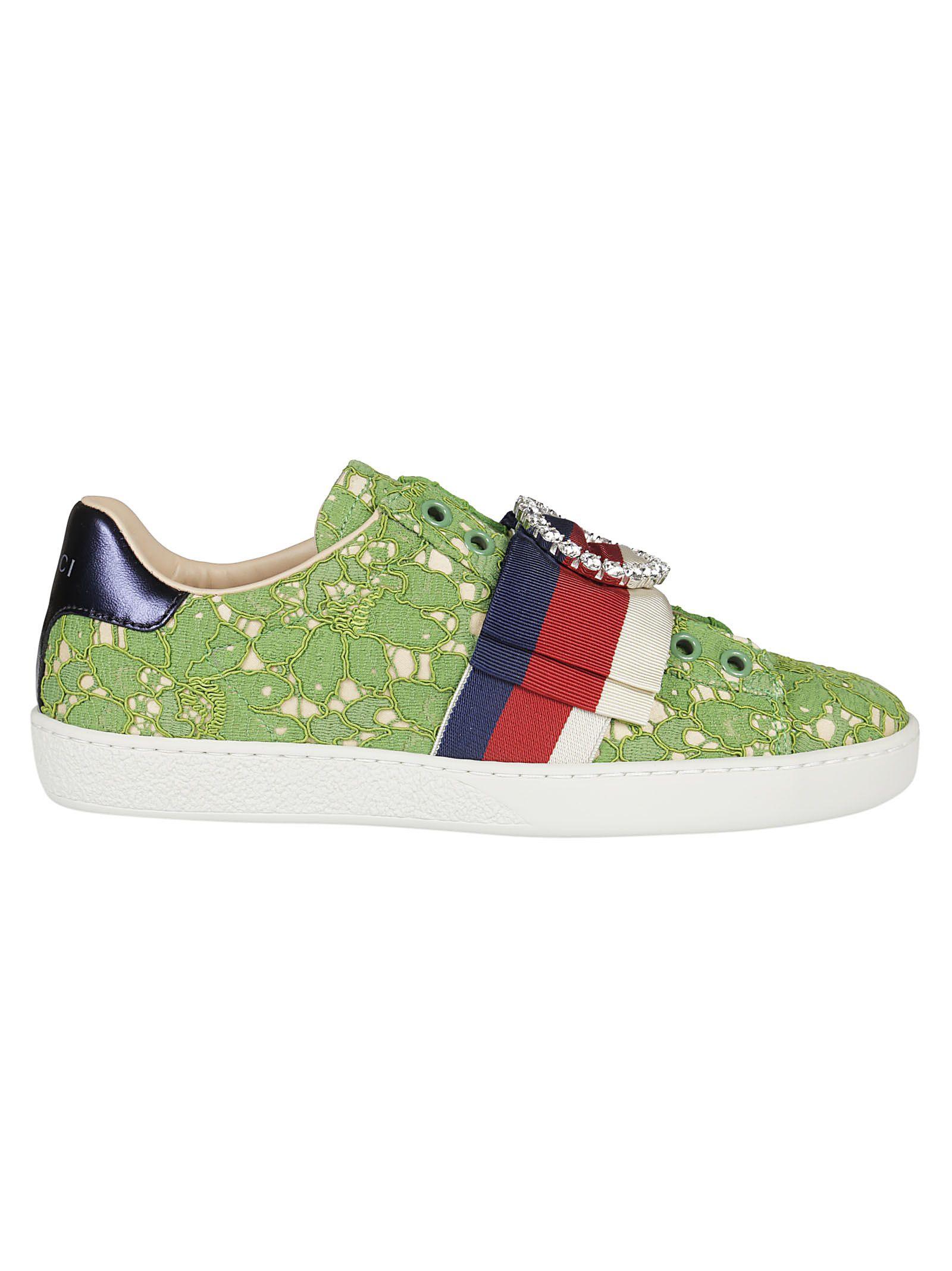 gucci flower embroidered sneakers