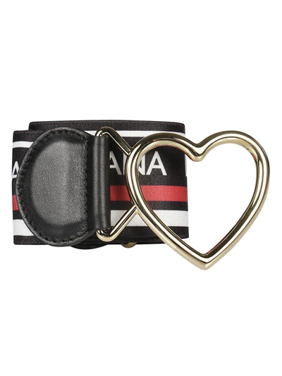 Dolce & Gabbana Heart Belt In Bianco-nero