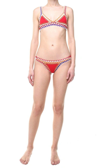 Kiini Kaia Crochet-trimmed Bikini Brief In Rosso