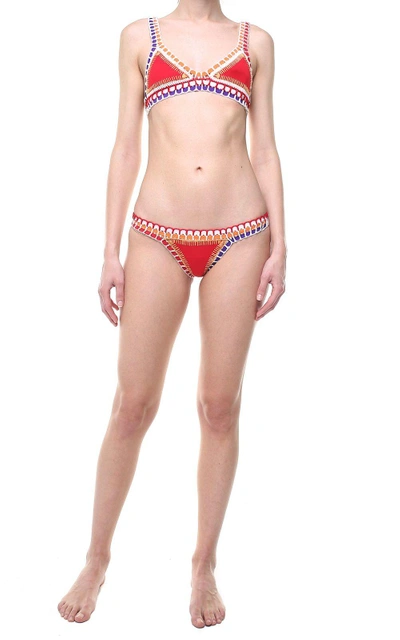 Kiini Kaia Croquet-trimmed Triangle Bikini Top In Rosso