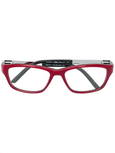 Cazal Rectangular Glasses In Red