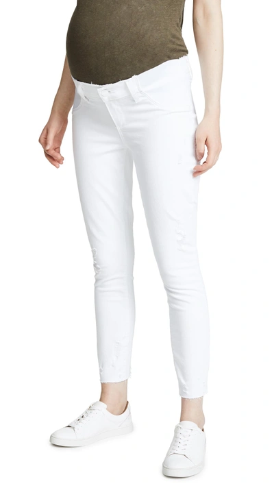 Paige Maternity Verdugo Crop Jeans With Raw Hem In Whiteout Destructed
