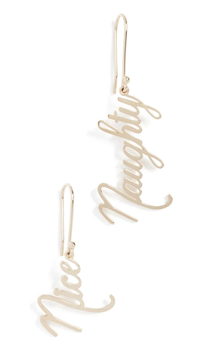 Established 14k Gold Naughty & Nice Dangle Earrings In Yellow Gold