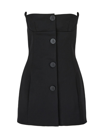 Attico Strapless Cady Mini Dress W/ Buttons In Black