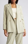 Topshop Double Breasted Blazer In Light Green
