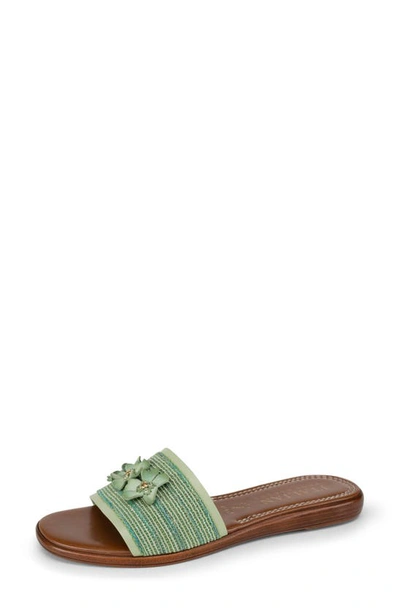 Italian Shoemakers Ivanna Floral Slide Sandal In Green