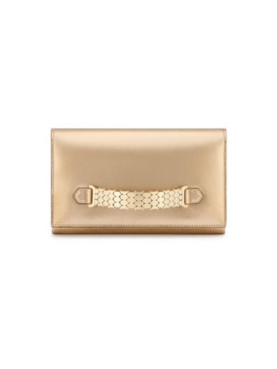 Bvlgari Womens Gold Serpenti Small Metallic-leather Clutch Bag In Light Gold