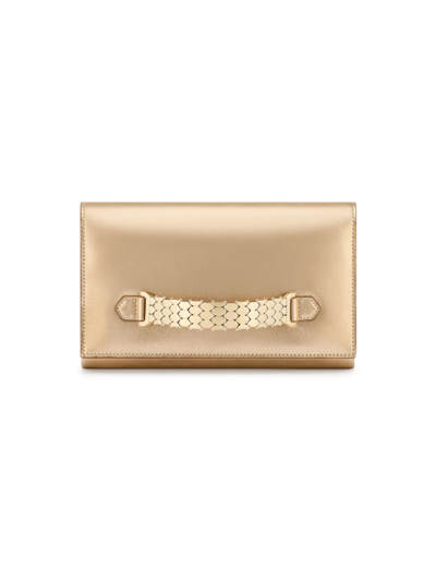 Bvlgari Womens Gold Serpenti Small Metallic-leather Clutch Bag