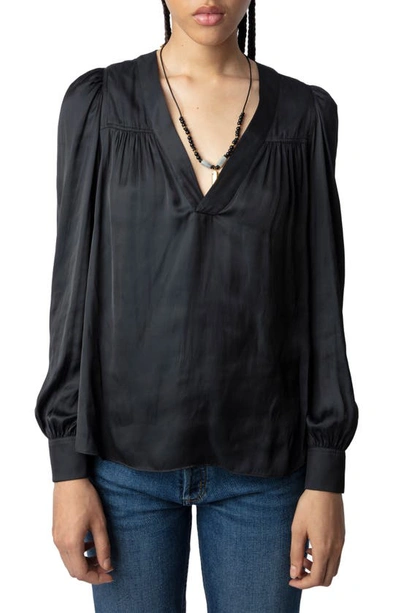 Zadig & Voltaire Telia Satin Blouse In Noir