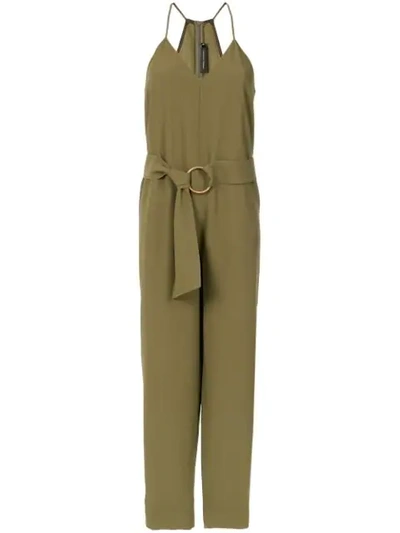 Andrea Marques Belted Jumpsuit In Oliva