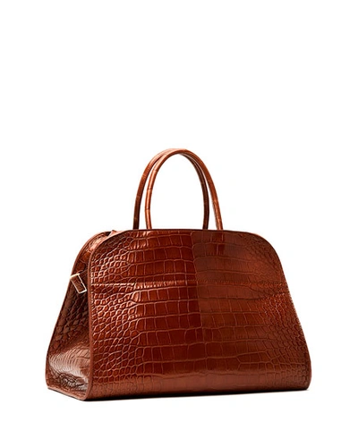 The Row Margaux 15 Bag In Alligator In Saddle