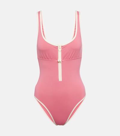 Eres Beatriz Zip-up Swimsuit In Pink