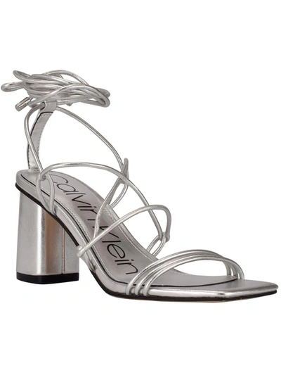 Calvin Klein Calista Womens Lace-up Strappy Heels In Silver