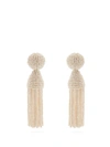 Oscar De La Renta - Bead Embellished Tassel Drop Earrings - Womens - White