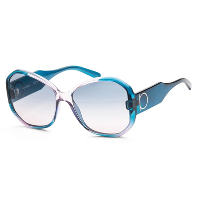 Ferragamo Women's Sf942s-6117431 Fashion 61mm Blue Antique Rose Sunglasses In Multi
