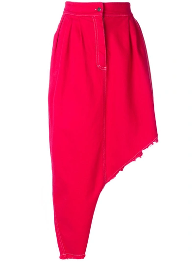 Marios Asymmetric High-waisted Skirt - Red