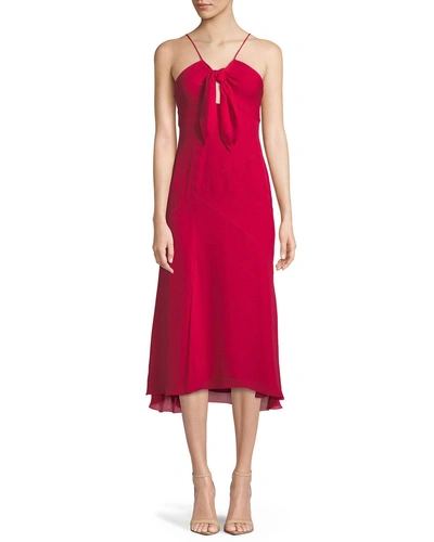 Haute Hippie In The Shade Tie-front Midi Dress In Red