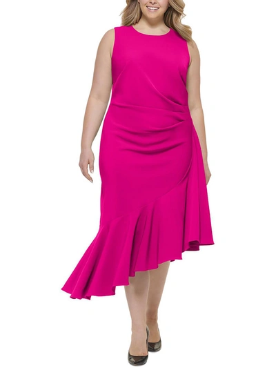 Eliza J Plus Womens Pleated Sleeveless Evening Dress In Pink