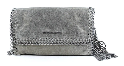 Michael Kors Women's Chelsea Leather Fla Messenger Crossbody Bag In Silver