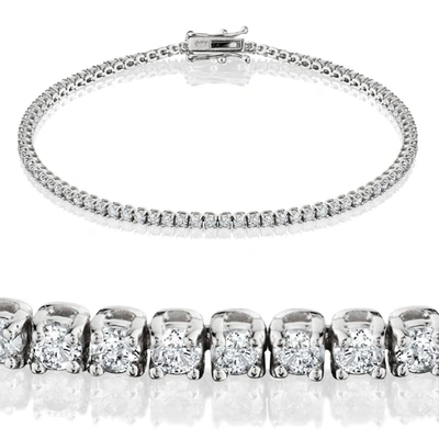 Pompeii3 2ct Tw Lab Grown Round Brilliant Cut Diamond Tennis Bracelet 14k White Gold 7" In Silver