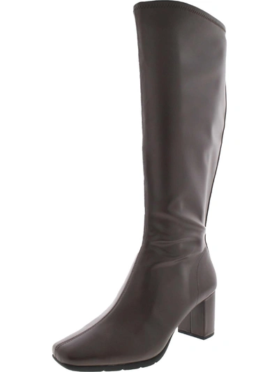 Aerosoles Micah Womens Stretch Block Heel Knee-high Boots In Brown