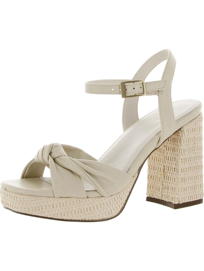 Naturalizer Jennice Womens Leather Slingback Platform Sandals In White