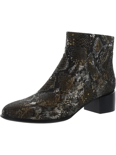 Vionic Kamryn Womens Leather Snake Print Ankle Boots In Silver