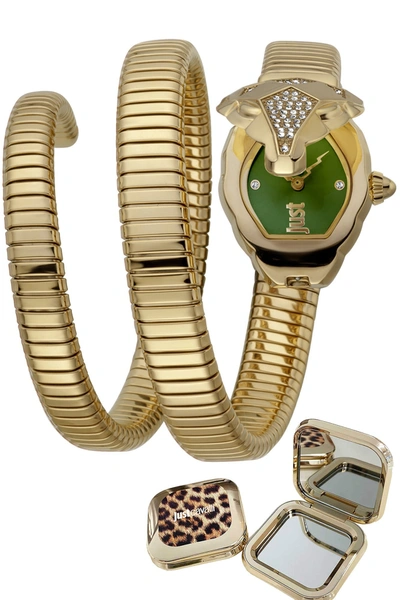 Just Cavalli Just Cavali Women's Jc1l073m0065 Signature Snake 22mm Quartz Watch In Gold