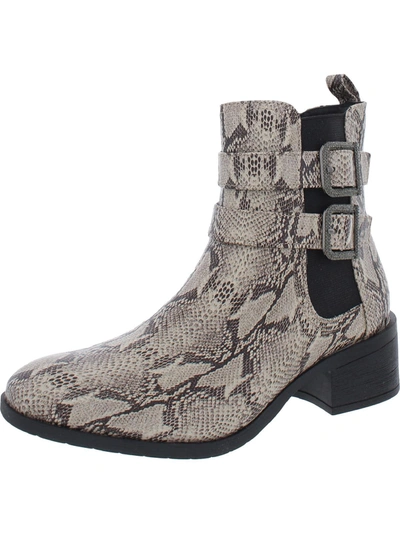 Kenneth Cole Reaction Salt Biker Jewel Womens Faux Leather Ankle Ankle Boots In Beige