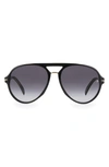 David Beckham Eyewear 57mm Aviator Sunglasses In Black/ Grey Shaded