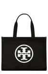 Tory Burch Ella Canvas Tote In Black / Dark Fawn