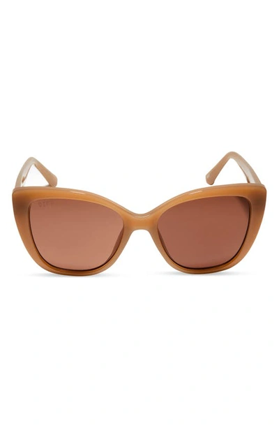Diff 54mm Square Sunglasses In Milky Light Brown/ Brown Lens