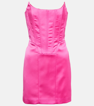 Giuseppe Di Morabito Stretch Satin Mini Bustier Dress In Hot Pink