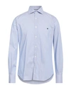 Brooksfield Man Shirt Pastel Blue Size 17 ½ Cotton, Polyamide, Elastane