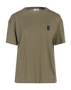 Brunello Cucinelli Woman T-shirt Military Green Size M Cotton, Acetate, Silk