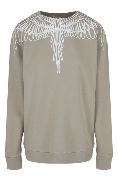 Marcelo Burlon County Of Milan Pictorial Wings Long Sleeve Graphic T-shirt In Beige
