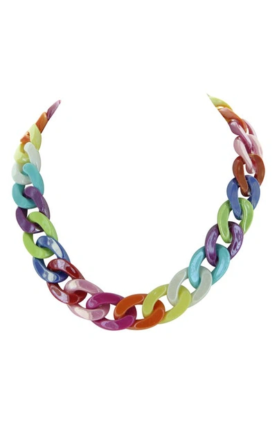 Olivia Welles Alexa Neon Chain Link Necklace In Gold/ Neon Multi