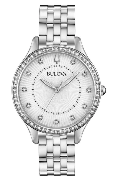 Bulova Classic Crystal Bracelet Watch, 34mm In Stainless