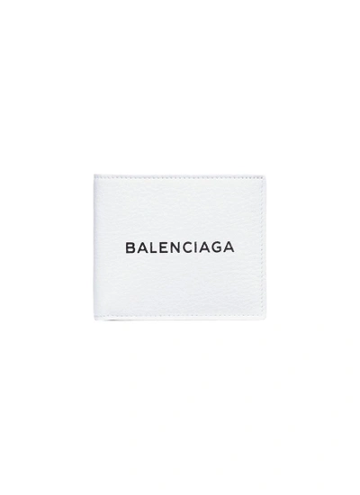 Balenciaga Everyday品牌名称小牛皮拼接小羊皮折叠钱包
